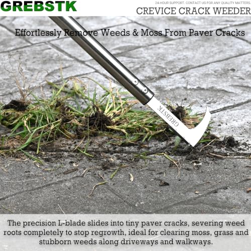 GREBSTK Crack Weeder Crevice Weeding Stainless Steel Tool Adjustable, 63 in