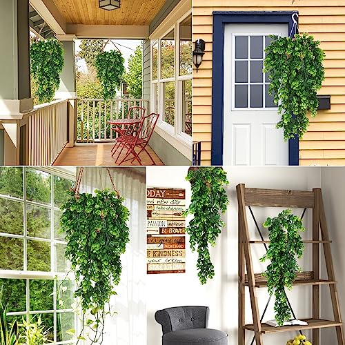 RECUTMS 4 Pcs Artificial Hanging Eucalyptus Greenery Plants 29.9 Inches - color: Green