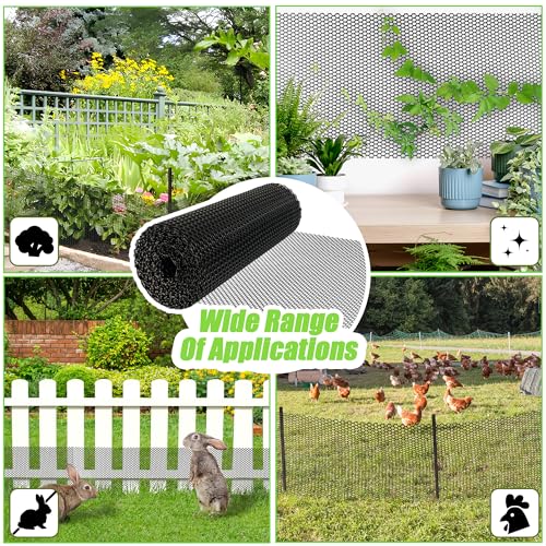 Plastic Chicken Wire Mesh,16in x 40FT Black Plastic Netting Fence - color: Black-16IN×40FT