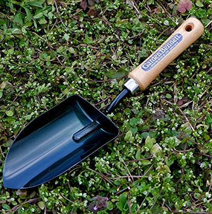 Garden Helper Large Garden Trowel Hand Tool, Hand Shovel for Planting and Transplanting, Heavy Duty Japanese Steel Blade, Wood Handle, Made in Japan - style: Wide Trowel