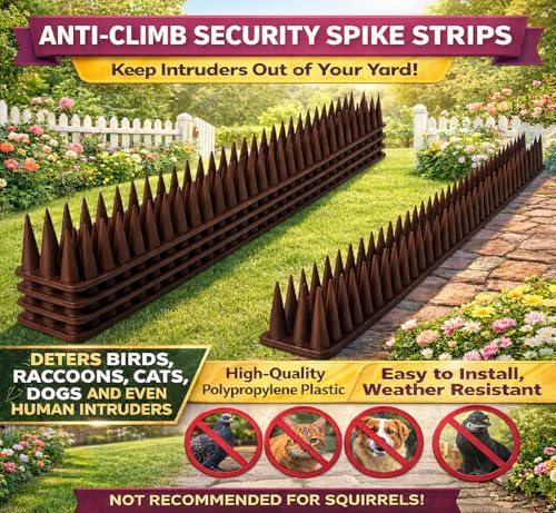 Heavy Duty Cat, Bird, Rodent Deterrent Outdoor Anti-Climb Repellent Security Device Spikes - 12 Pack [16.97FT] (1.98 pounds)