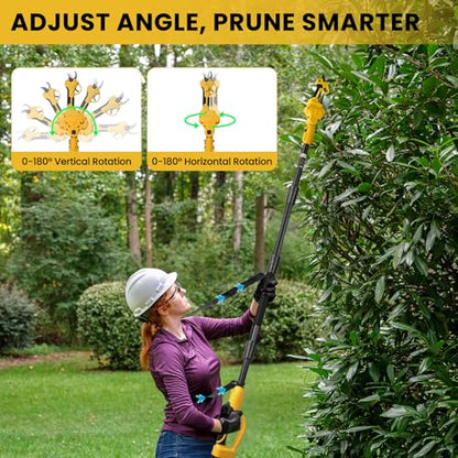 2-in-1 Cordless Pole Pruning Shears for Dewalt 20V Battery (No Battery) - style: 2 in 1 Yellow for DeWalt 20V