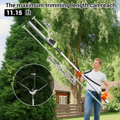 4-in-1 Pole Hedge Trimmer Cordless with 2 PCS 3.0Ah Battery
