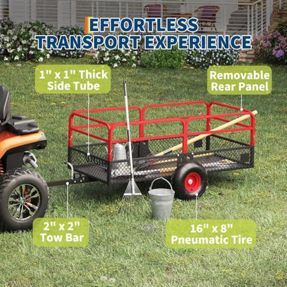 Garvee Tow Behind Dump Trailer for ATV UTV 1500 lbs 20 Cubic Feet