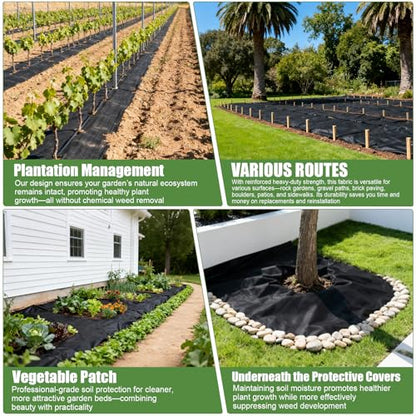 4oz Non-Woven Geotextile Weed Barrier Fabric, 3FTx50FT Heavy Duty Durable Landscape Fabric for Gardening, Landscaping, Erosion Control, French Drains, Ground Cover, Construction Projects (WN3X50) - style: WN3X50
