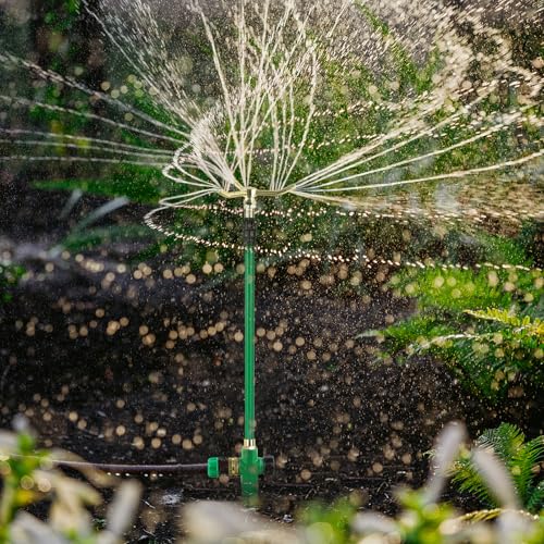 RESTMO 3-Arm Sprinklers for Yard with Adjustable Telescoping Base - size: 1 Pack