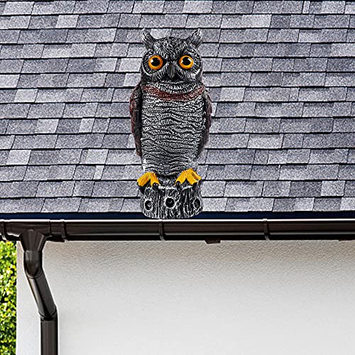Hausse Fake Owl Decoy Bird Scarecrow Sculpture, 13.6 Inch Plastic Horned Owl Bird Deterrents, Garden Protectors, Nature Enemy Pest Repellent for Outdoor Garden Yard - size: 1 Pack, 13.6 Inch
