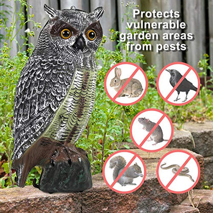 Owl Decoys to Scare Birds Away Plastic Owl Statue 16.5" Tall [Pack of 2]