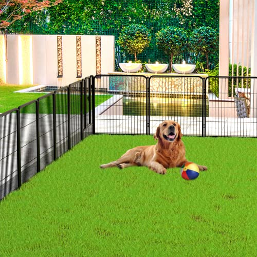 Decorative Garden Fence 12 Pack for Dogs 32in (H) x 28ft (L) with Lock,Metal Wire Fencing Border Animal Barrier,Flower Bed Border for Landscape Patio Yard Outdoor - color: Black, size: 12 PCS 32in (H) x 28ft (L)