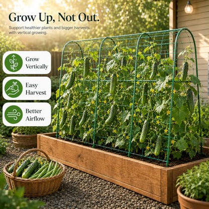 FOLLOOK Cucumber Trellis for Raised Garden Bed,63x48inch, Green - color: Green, size: 63x48inch