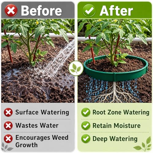 Ripeng 30 Pcs Plant Grow Rings 12 Inch, 6 Adjustable with Stakes Mallet - size: 12 Inch