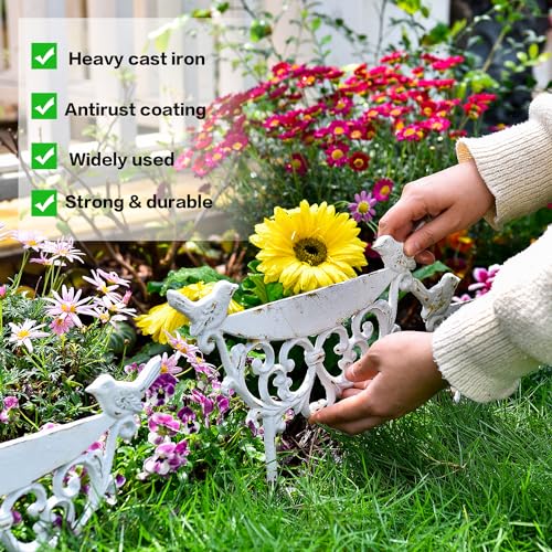 Sungmor Cast Iron Garden Edging Border, 9.9 Inches Tall, 4 Pack White - color: Rustic White - 10inch Tall