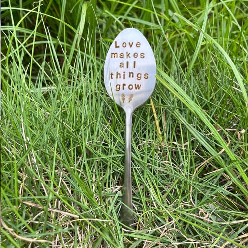 Garden Plant Marker Friendship Gift for Women Gardeners, Plant Stake Label Sign Tag Gardening Gifts for Woman Plant Lovers, Metal Garden Decoration (All Things Grow), Silver - style: All Things Grow