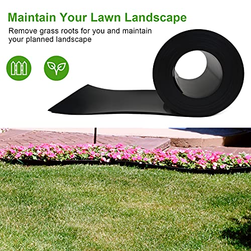 12 Gauge 20 Feet Grass Weed Barrier Landscape Edging 10 inch Depth Flexible Border Roll Lawn Landscape Garden Edging for Backyard Driveway Path Sidewalk