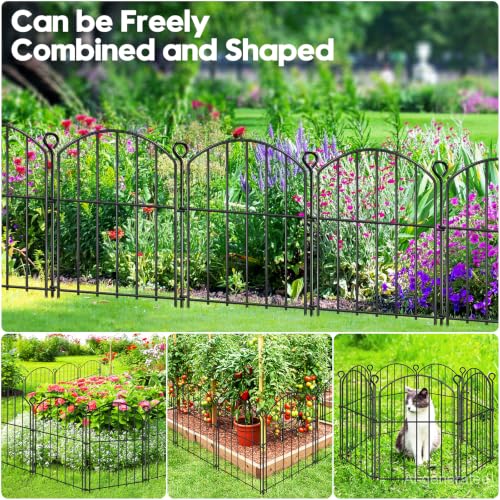 Decorative Garden Fence 17in (H) x30ft (L),Arched Rustproof Metal No Dig - size: 30 Panels-17in(H) x 30ft(L) without Gate