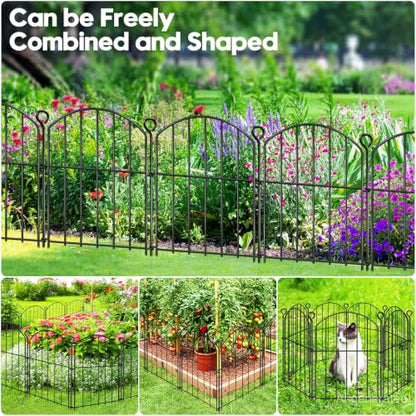 Decorative Garden Fence 17in (H) x50ft (L),Arched Rustproof Metal No Dig - size: 50 Panels-17in(H) x 50ft(L) without Gate