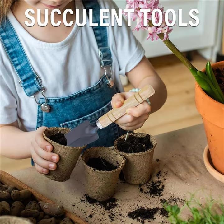 6Pcs Mini Gardening Tool Set, Shovel, Spade, Rake Kit with Ergonomic Wooden Handles, Ideal for Planting, Weeding, Cultivating, Gardening Plant Tool for Cactus Herbs Indoor Miniature Plants (2 Sets)