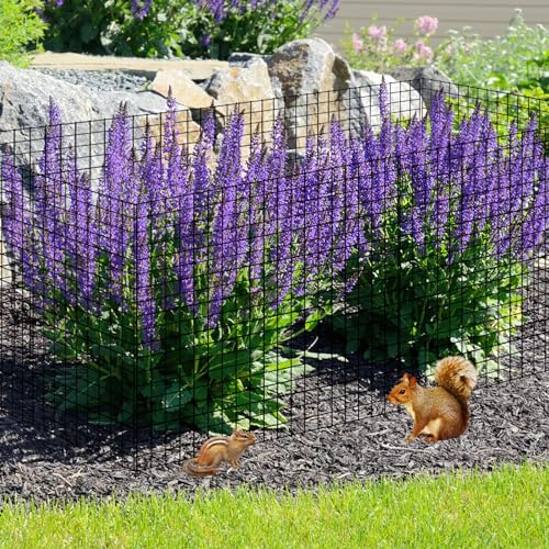 36 PCS Round Plant Protector from Animals, 12Pack 12'' x 12'' Metal Plant Cages，30Pcs Metal Mesh to Keep Animals Out, Garden Protection Bunny Barricades, Wire Plant Protectors for Rabbits Chicken Duck