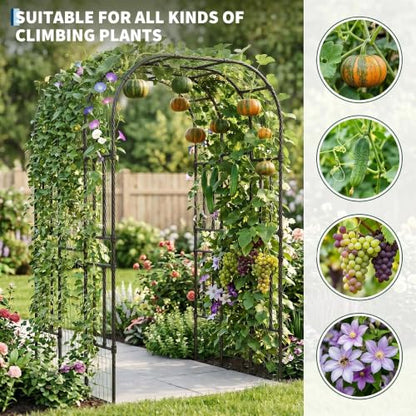 Garvee Metal Garden Arch Trellis, 7.5 Ft Black - size: 7.5 x 5 x 4 Ft