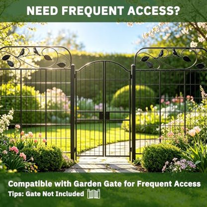 Decorative Garden Fence, 32in H x 12ft L Metal Animal Barrier Fence, Rustproof Dog Fence Outdoor, 10 Panels Sturdy No Dig Garden Border Fence for Flower Beds, Landscaping and Yard - size: 10 Panels-32in(H)x22.5ft(L)-Flat