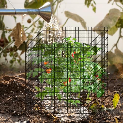 24 Pics DIY Metal Plant Protectors from Deer, Garden Fencing Animal Barrier Size 11.8 * 11.8 inches, Mesh Plant Cage Chicken Wire Cloche for Plants with Stakes and Nylon Cables (24 Pcs) - color: 24 Pcs