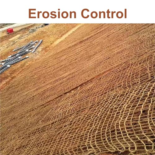 Agfabric 8ftx50ft Natural Jute Erosion Control Blanket, 6.5oz Medium Density Jute Garden Netting Mesh Blanket Soil Saver - 400 Sq.Ft.Coverage, 1 Burlap Roll - size: 8' x 50'