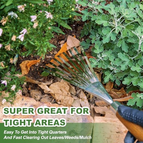 Haliaeetus Garden Hand Rake, 14.6'' Small Garden Rake for Tight Areas