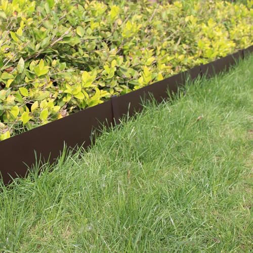 20ft. 40" L × 8" H Metal Landscape Edging, 6 Pack Garden Border - color: Brown, size: 8 Inch
