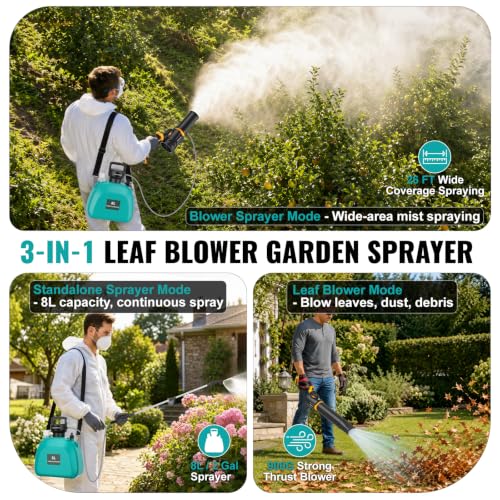 3-in-1 Battery Powered Sprayer Blower Compatible for Dewalt 20V Battery - color: Yellow