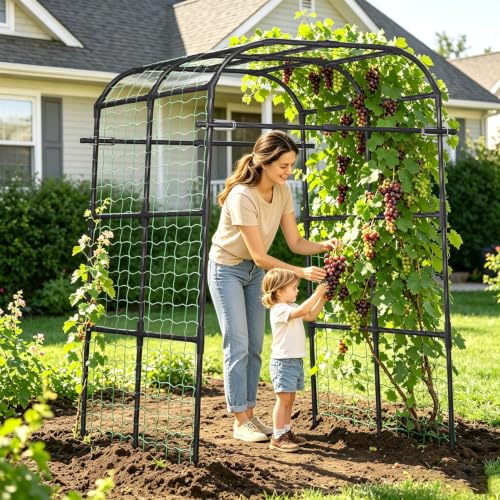 Extra Wide Garden Arch Trellis,71×64×83 in Metal Plant Climbing Support - size: 71"L x 64"W x 83"H