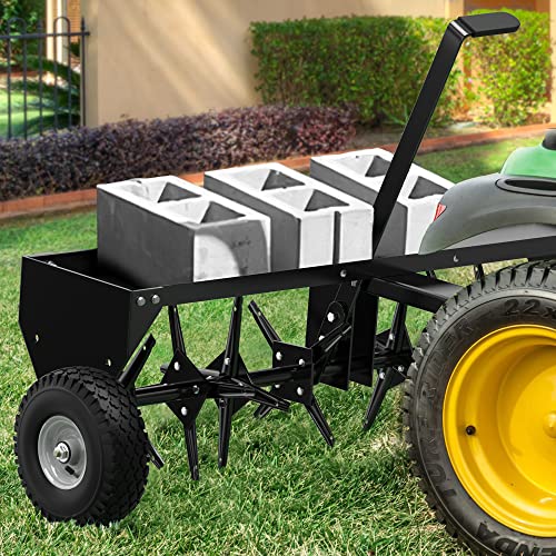 YITAMOTOR 48" Tow Behind Lawn Aerator, 32 Steel Tines Rolling Lawn Aerator