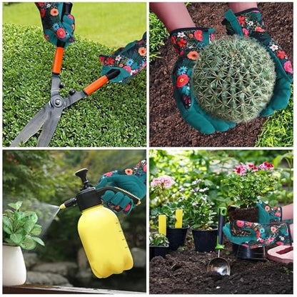 Garden Gloves for Women Thick for Gardening, Working (Green)