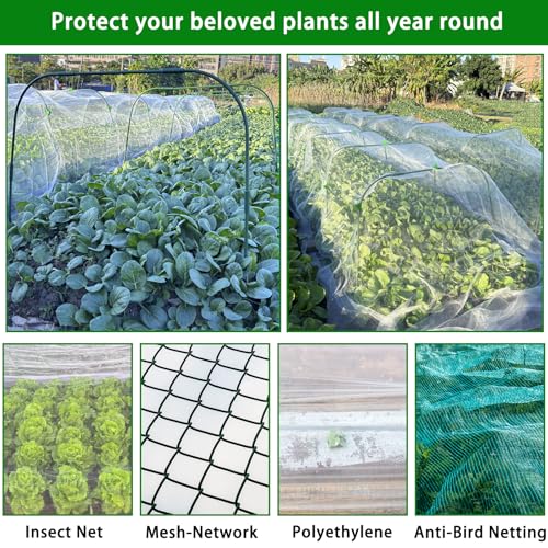 8 Sets 41.3"x32" Greenhouse Hoops Grow Tunnel for Garden Plants and Raised Beds,Durable Removable Rust-Free Steel Coated Frame Garden Hoops Kit with 24 Clips,Row Cover Hoops for Outdoor Vegetable