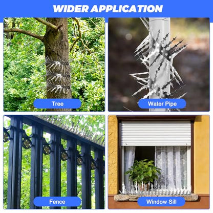 Bird Spikes, Squirrels Spike, Raccoon Snake Deterrent, Squirrel Spikes, Stainless Steel Squirrel baffles for Bird feeders, Anti Climb Spikes for Birdhouse to Keep Mouse Raccoo Away, 10FT