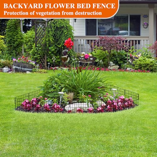 Garden Fence 6.5 FT x 12" H, Decorative Metal Border for Flower Beds - size: 6 Square Panels-6.5ft(L)x13"(W)