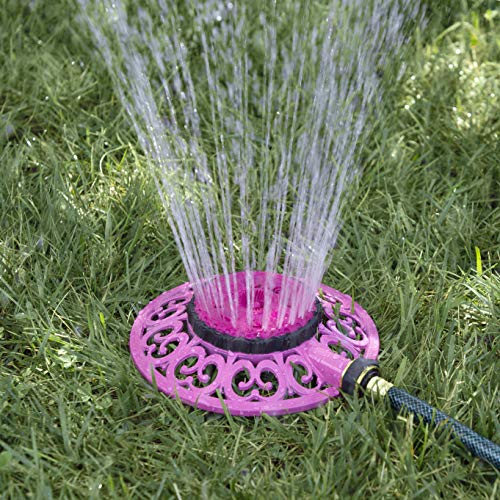 Melnor 65100-AMZ Sprout Metal 8-Pattern Sprinkler and QuickConnect Product Adapter Amazon Bundle, Raspberry Red - color: Raspberry Red