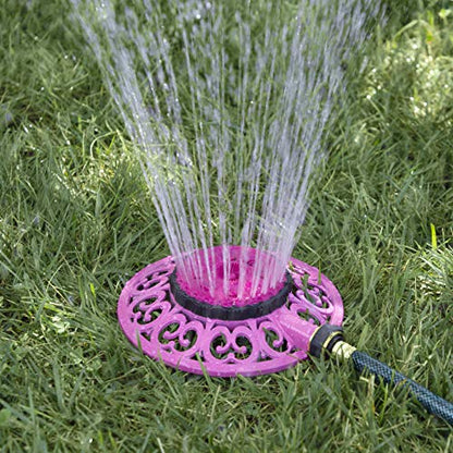 Melnor 65100-AMZ Sprout Metal 8-Pattern Sprinkler and QuickConnect Product Adapter Amazon Bundle, Raspberry Red - color: Raspberry Red