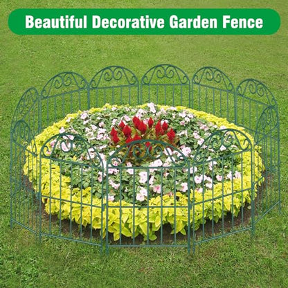 ADAVIN Collapsible Garden Fencing 24 inch high, 10 Panels Animal Barrier - color: Green, size: 24in(H)x12in(L) 10 Panels