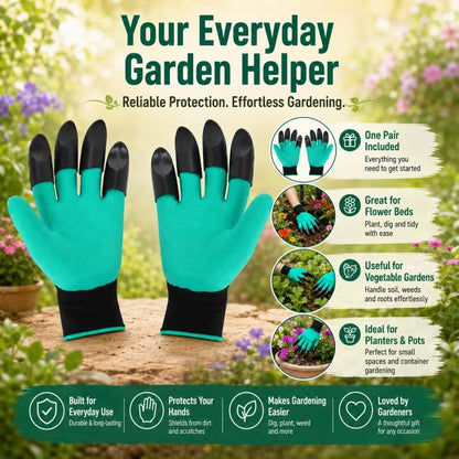 1Pair Gardening Gloves with Claws, Latex Anti Prick Protection, for Digging Soil, Planting Vegetables and Flowers, Forestry