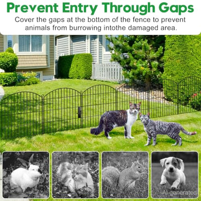Decorative Garden Fence 32in (H) x22ft (L),Arched Metal No Dig - size: 10 Panels-32in(H) x 22ft(L) with Gate