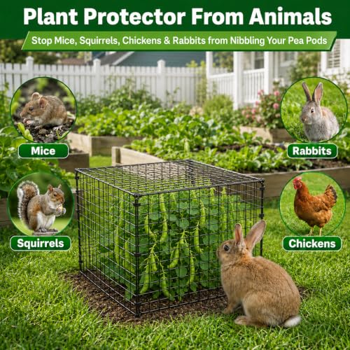 5 Pack Plant Protectors from Animals 12'' x 12'' with Stakes Nylon Ties - size: 5PACK-12*12inch