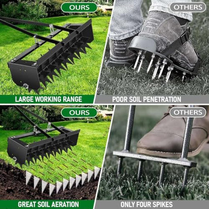 32 Inch Tow Behind Aerator, 132 LBS Heavy Duty Rolling Lawn Aerator