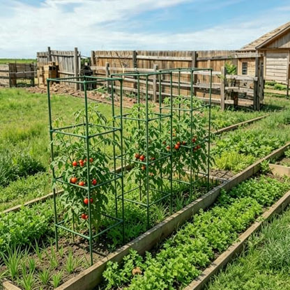 ZeeDix 60 Inch 4 Pack Heavy Duty Tomato Cages with Clips - color: Green-4 Pack, size: 60-inch