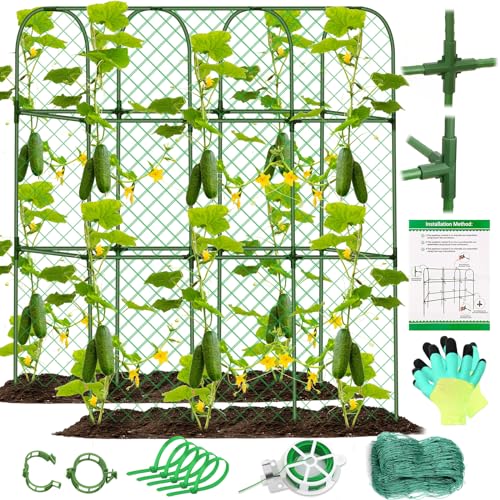 Cucumber Trellis for Garden, Upgrade U-Shaped Metal Garden Trellis Plant Grow Support Frame for Climbing Plants Vegetable Flower Fruits Vine Raised Bed with Netting, Instruction, Garden Tools, Green - color: U-Frame 49.2'' (H) X 49.6'' (L)