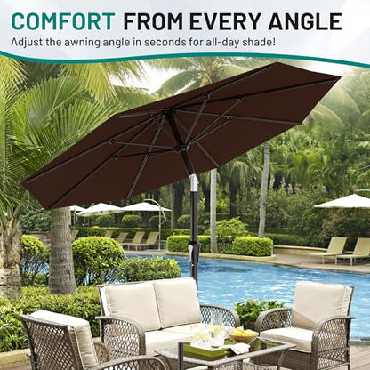 AreShark 9FT Outdoor Patio Umbrella with Tilt and Crank, Brown - color: Brown, size: 9ft