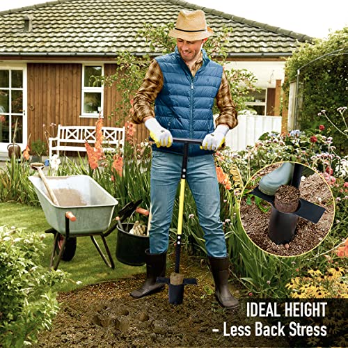 Jardineer Bulb Planter Tool, Long Handle Sod Plugger with Serrated Base, Automatic Soil Releasing Small Bulb Transplanter for Tulips, Daffodils, Lily - color: silver set