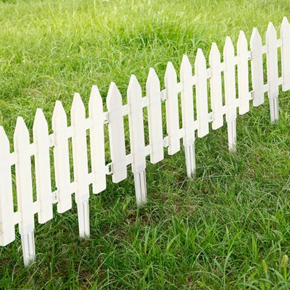 48 Pack White Classic Garden Fence Panels with 48 Fence Inserts, 6.69'' L x 7.87'' H