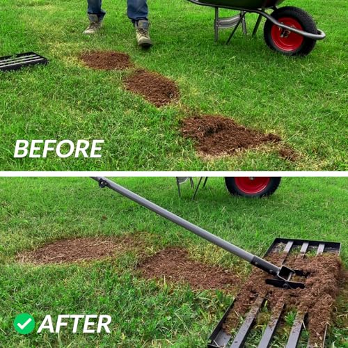 Walensee Lawn Leveling Rake, 30"x10" Leveler with 7FT Handle for Soil - size: 7FT 30"x10"