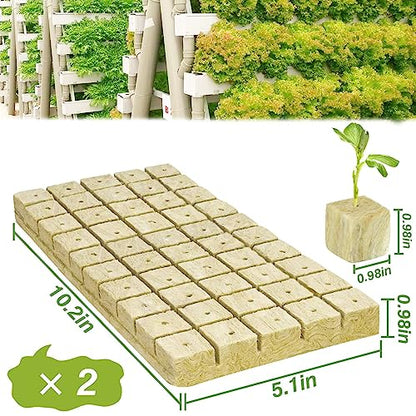 Halatool 1 Inch Rockwool Cubes for Hydroponics, 100 Plugs Seed Starter Cube - color: 2 Sheets, size: 1" Cubes