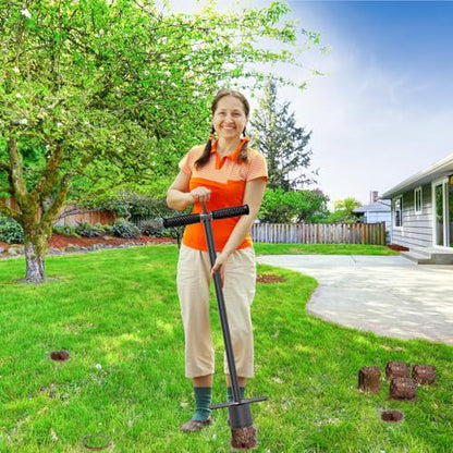 Dolibest Sod Plugger Tool, Grass Plugger Tool with Dual Pedals, Bulb Planter W/Sharp Serrations and Non-Slip Soft Grip Handle, for Lawn Planting Bulbs and Grass Repair (No Assembly) - color: Black G- 3'' depth